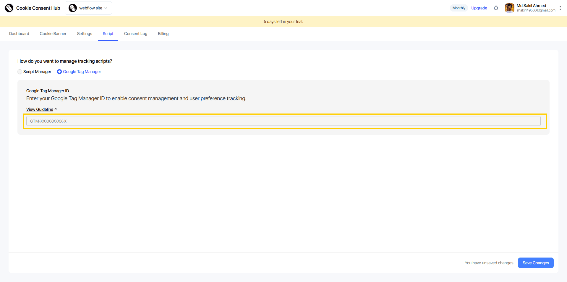 Select Google Tag Manager